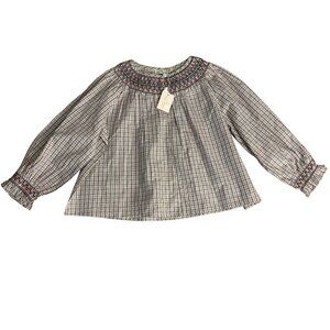 Early Sunday Girls Plaid Smocked Top Long Sleeve Cotton Blend Size 5Y